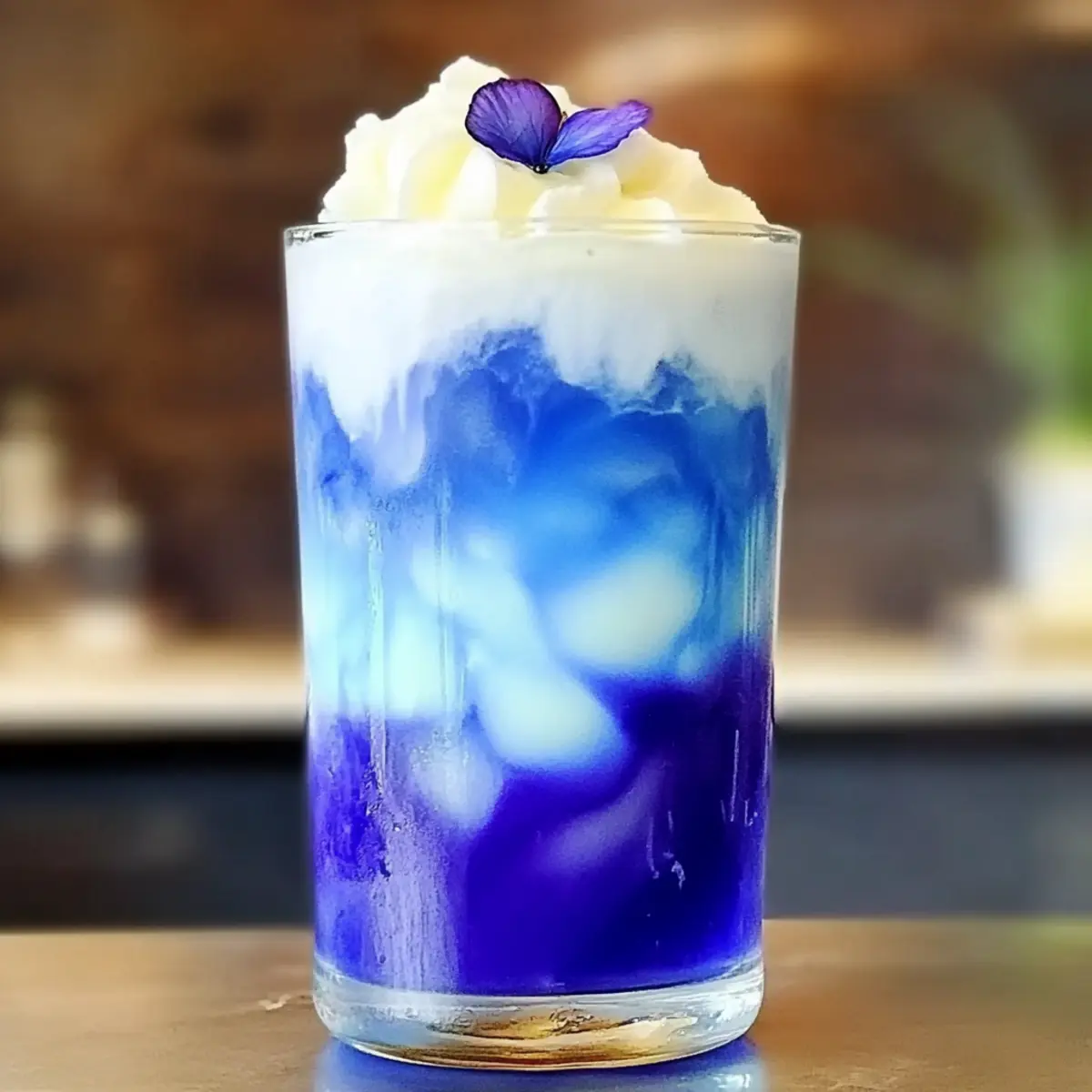 Eisblauer Tee Latte Rezept einfach zubereiten