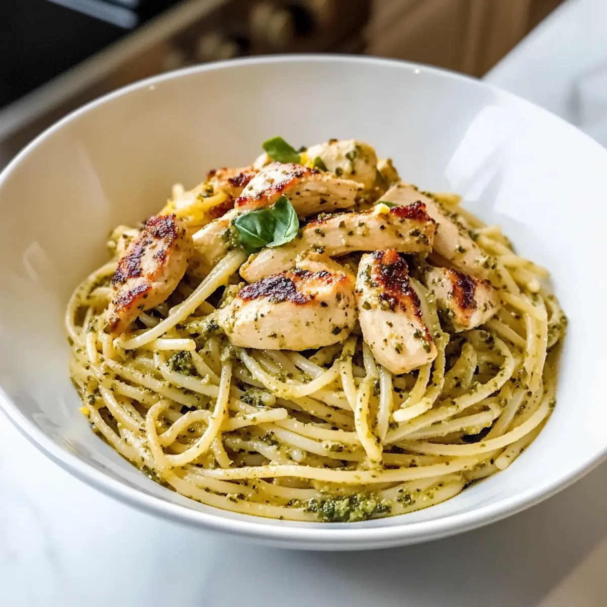 Leichte Pesto-Pasta mit Hühnchen im Nu zubereitet