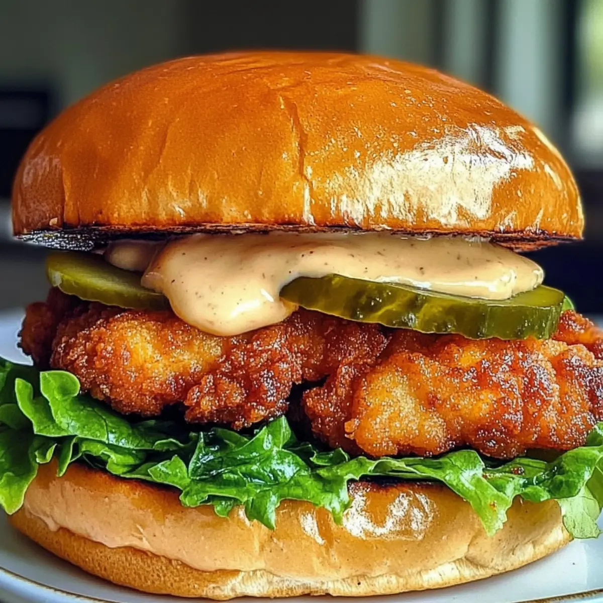 Scharfes Hähnchen-Sandwich mit cremiger Sauce