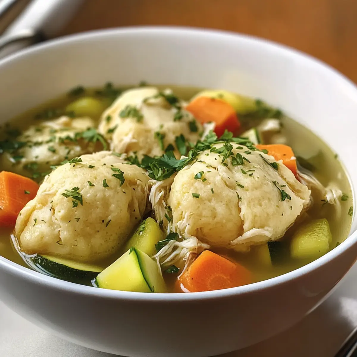Sommer-Hühnersuppe mit Biscuitknödeln Rezept