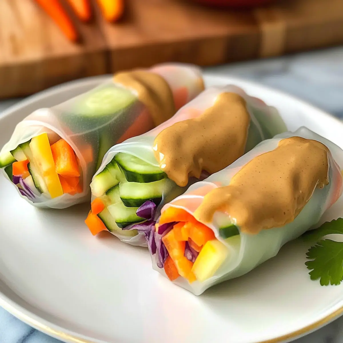 Vegane Sommerrollen mit cremiger Erdnusssauce