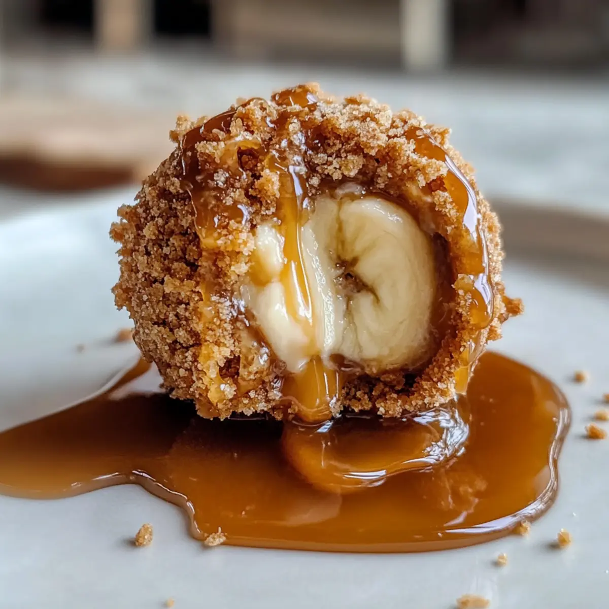 Karamell-Bananen-Käsekuchen-Crunch-Bomben genießen!