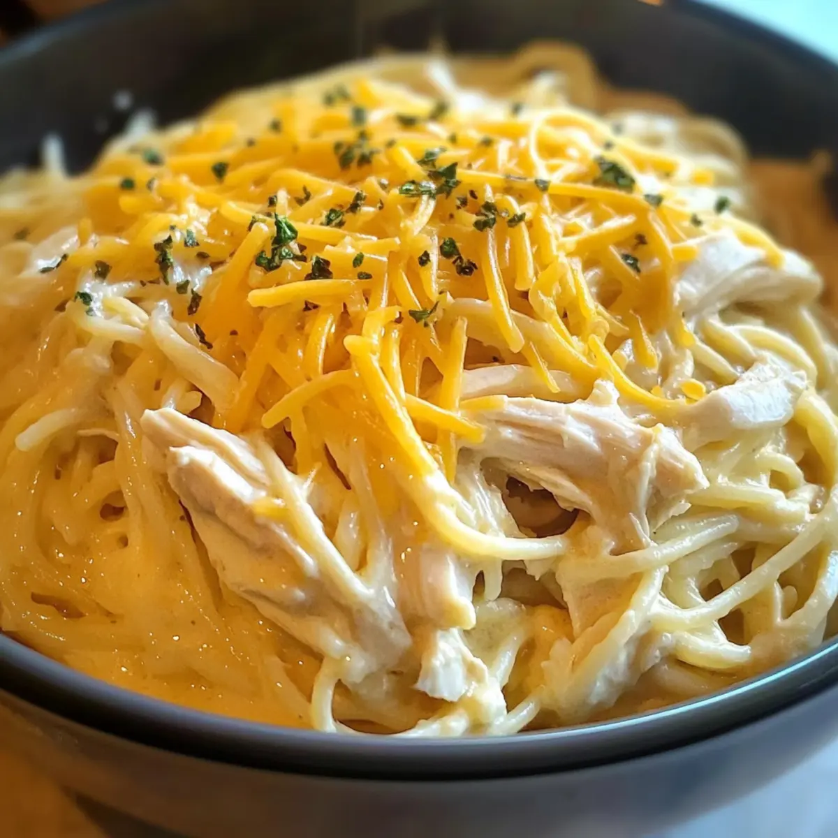 Cremige Crockpot-Hühnchen-Spaghetti für stressfreie Abende