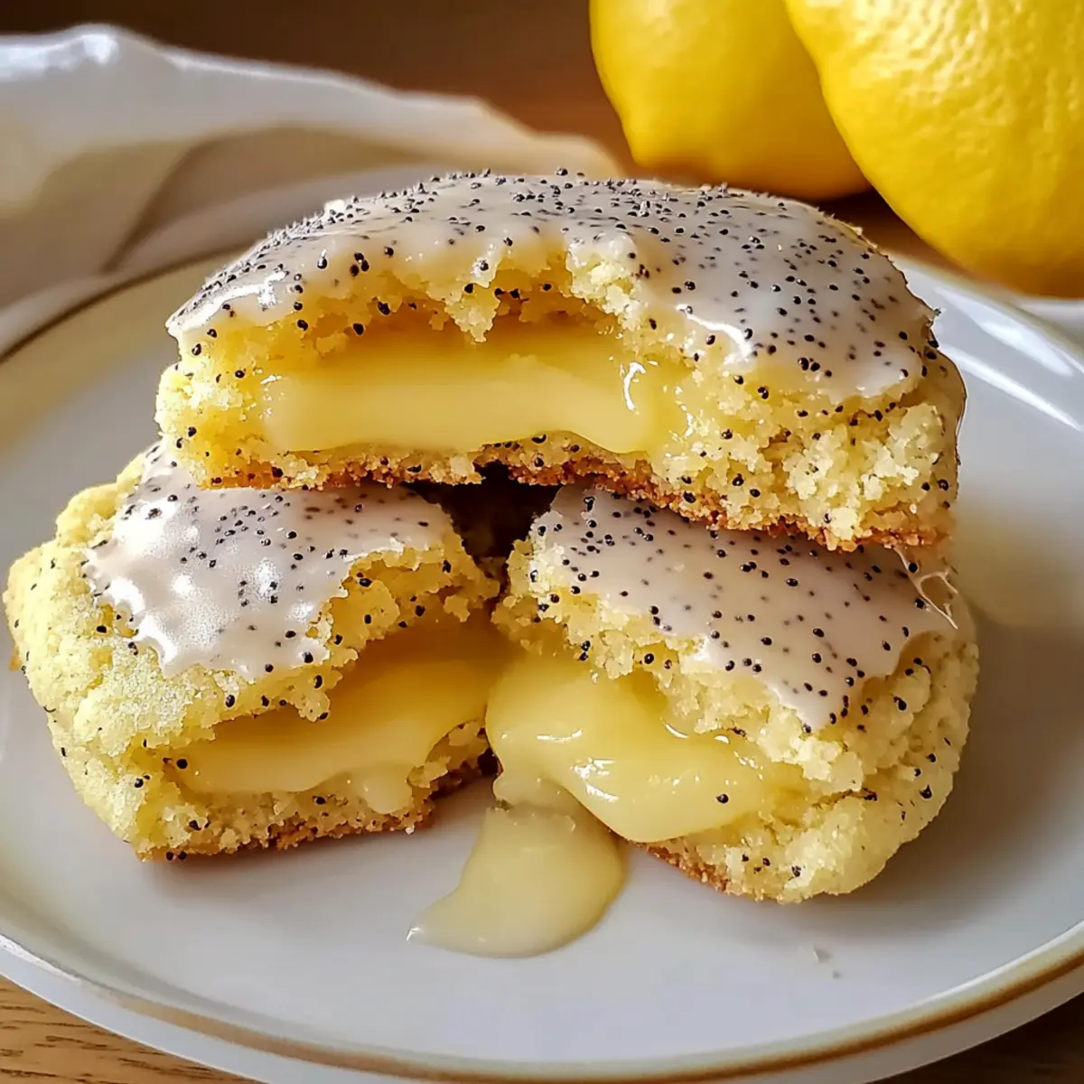Crumbl Zitronen Mohnkekse mit leckerer Füllung