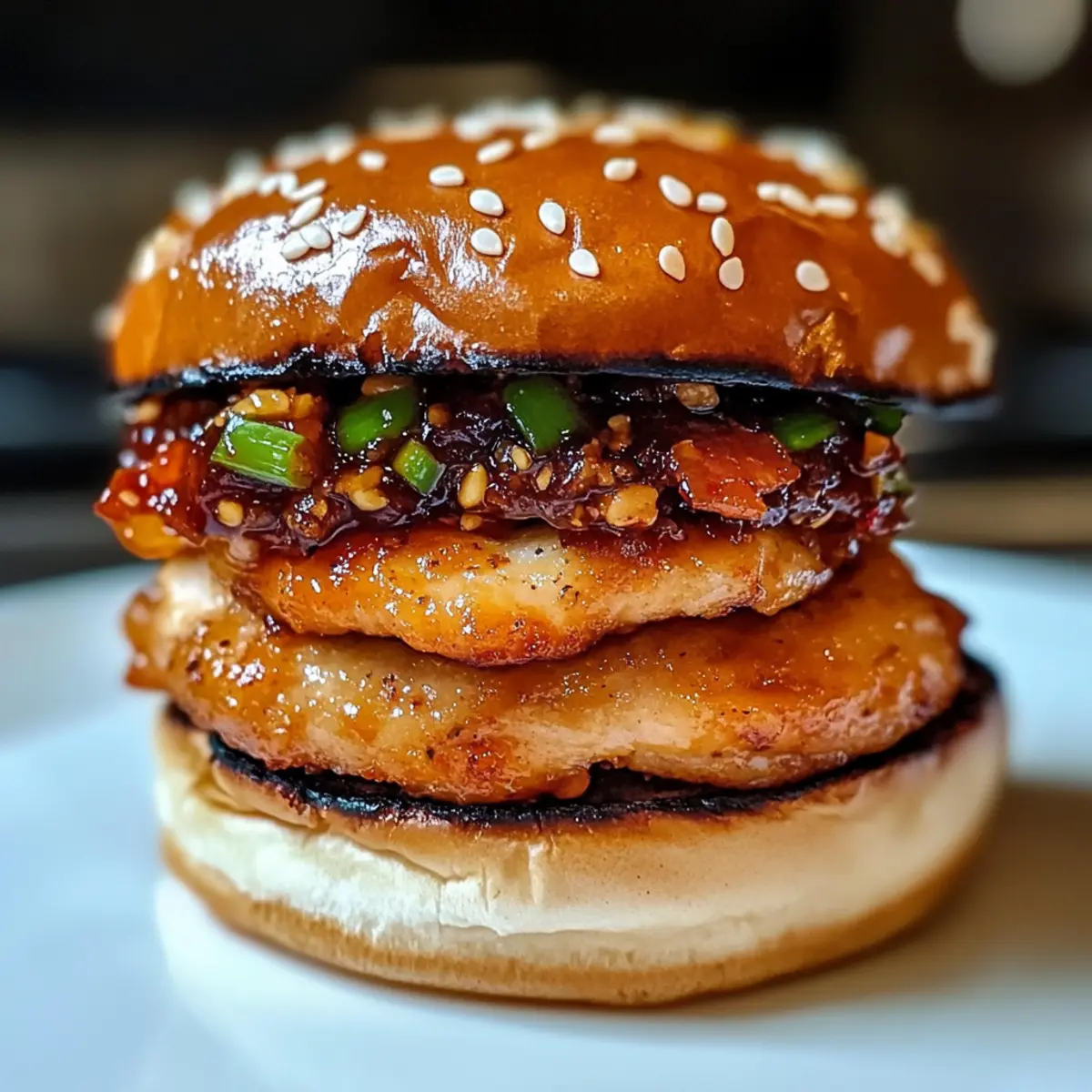 Gochujang Hähnchenburger mit Kimchi Bacon Marmelade