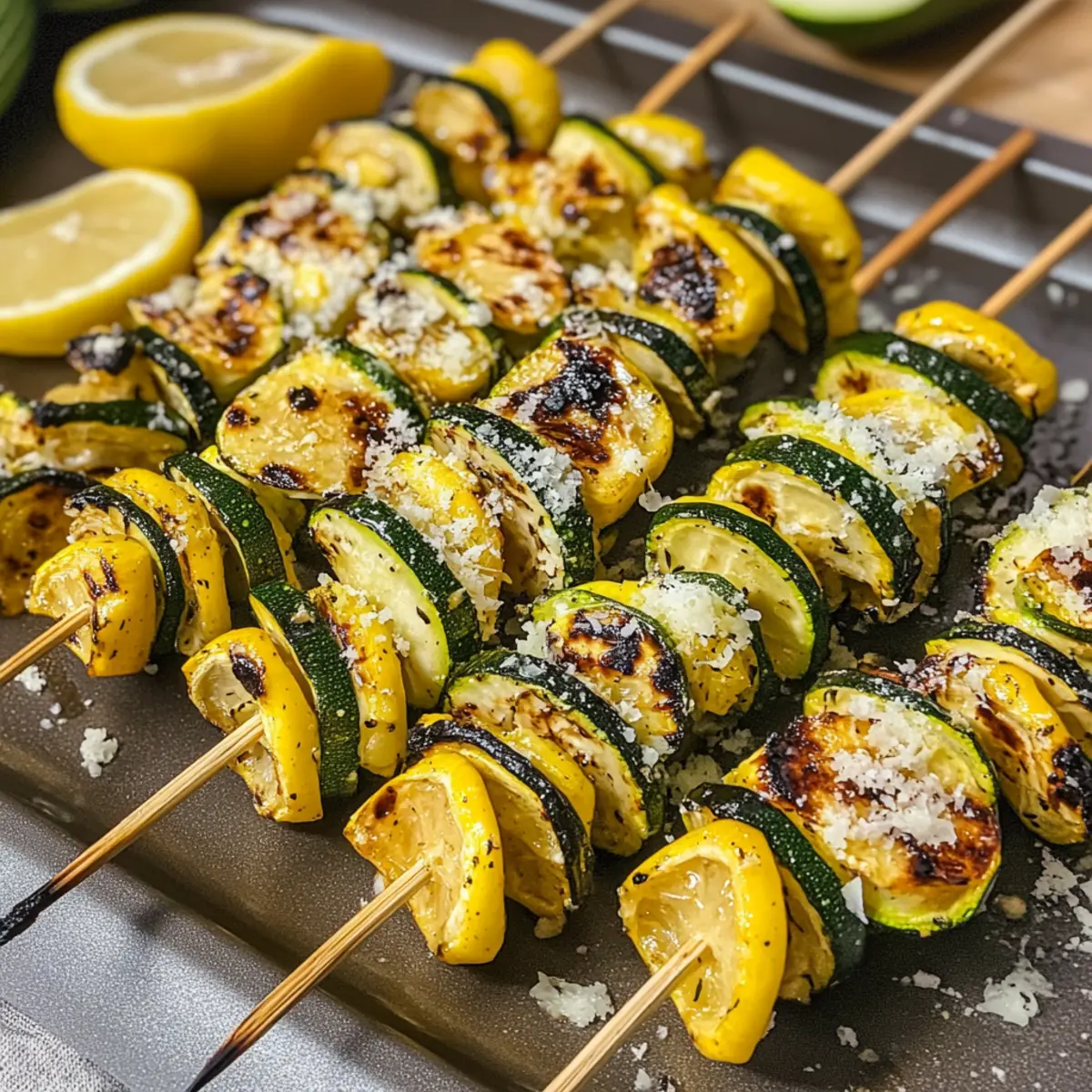 Gegrillte Zucchinispiess mit Zitronen-Parmesan