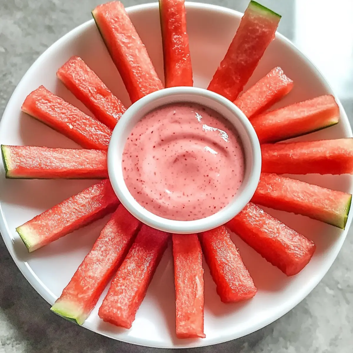 Gesunde Wassermelonen-Pommes mit Erdbeer-Dip