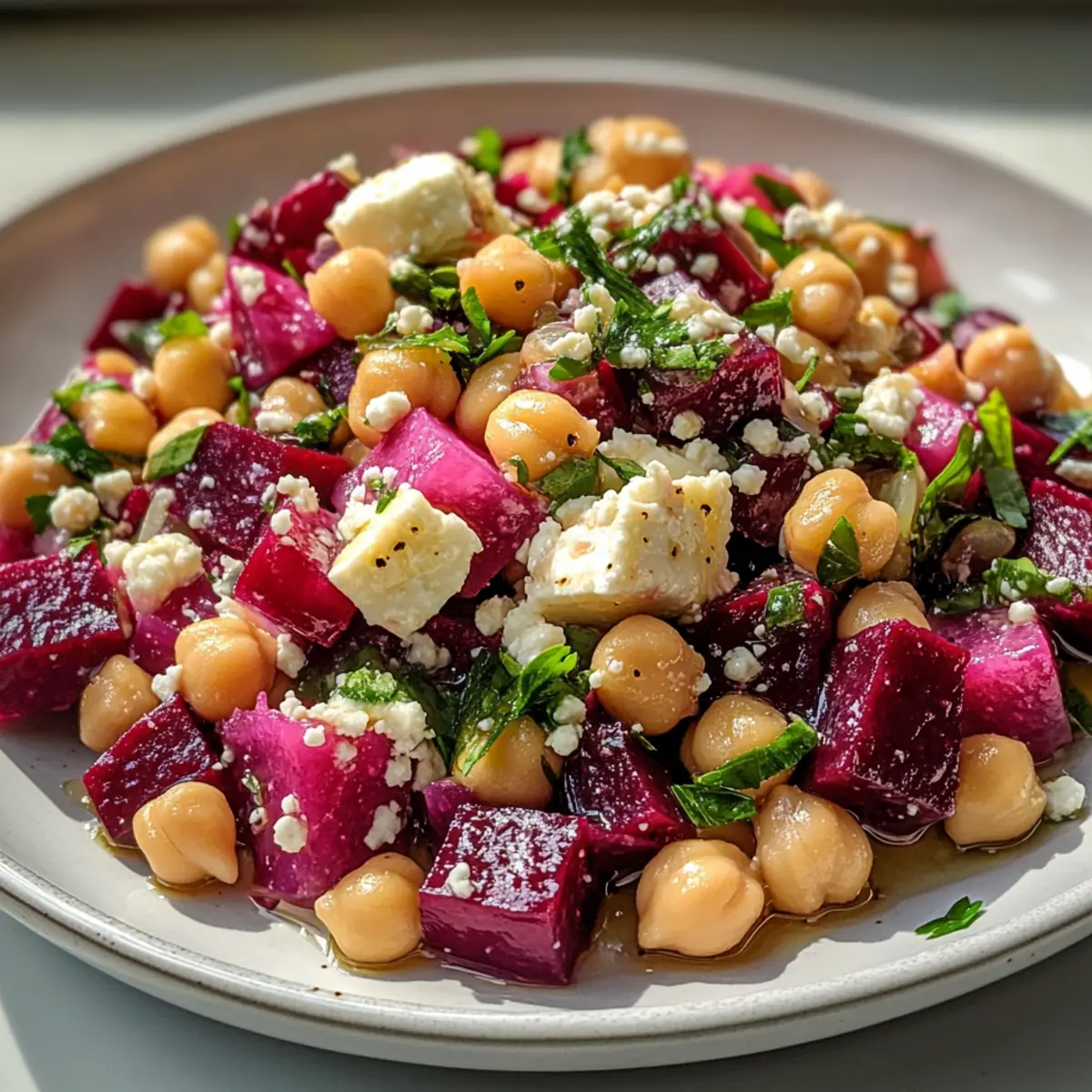 Kichererbsen-Rote Bete-Feta Salat mit Zitrus-Vinaigrette
