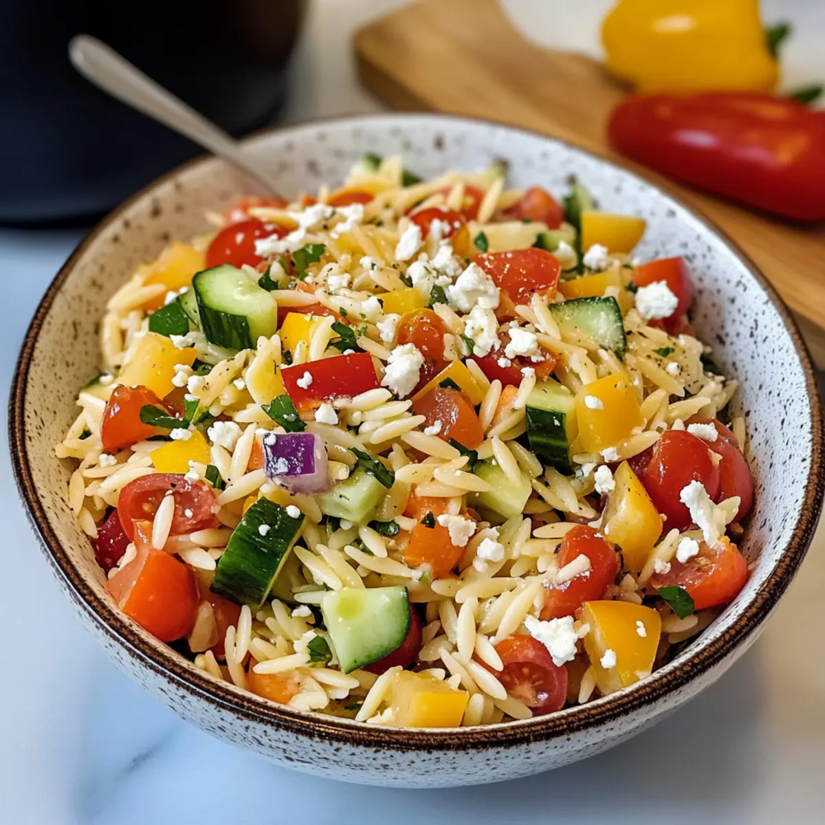 Regenbogen-Orzo-Salat für frische Genussmomente