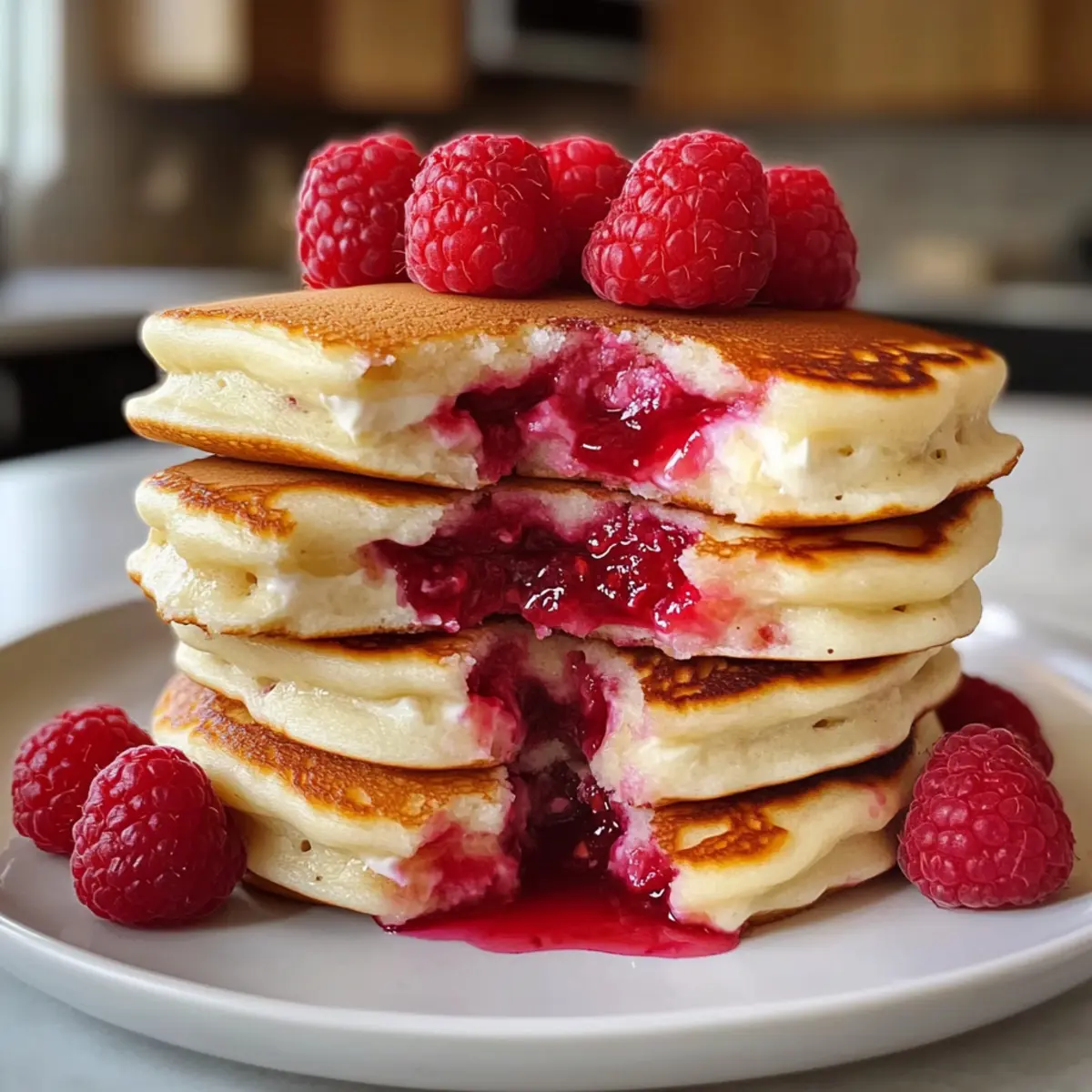 Himbeer-Käsekuchen-Pfannkuchen: Fluffiger Genuss