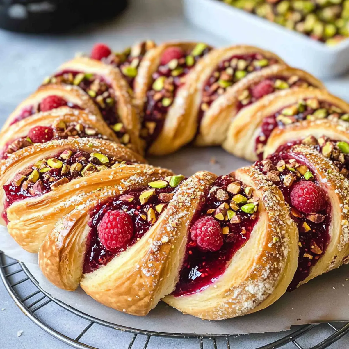 Himbeer- und Pistazienkranz Rezept für Weihnachten