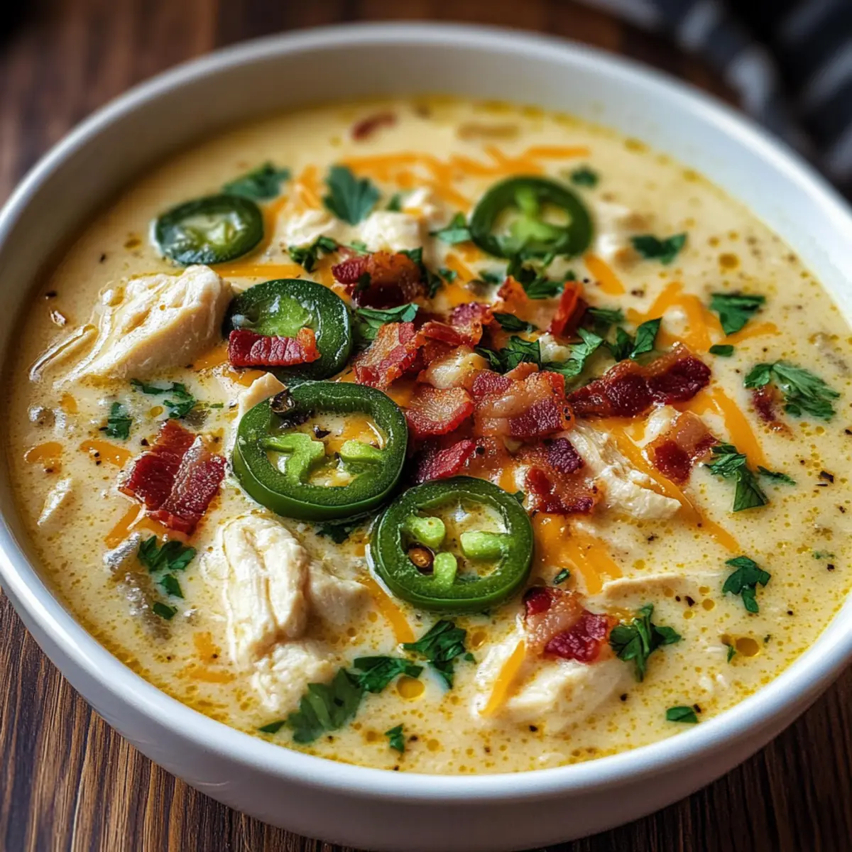 Würzige Jalapeño-Popper-Hühnchensuppe für kalte Tage