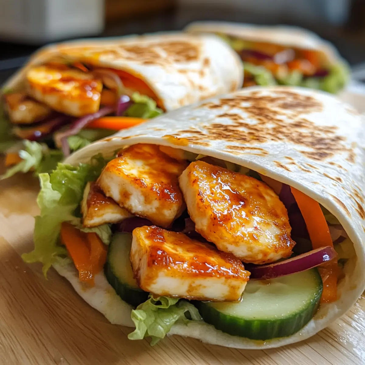 Süße Chili Halloumi Wraps für schnellen Genuss