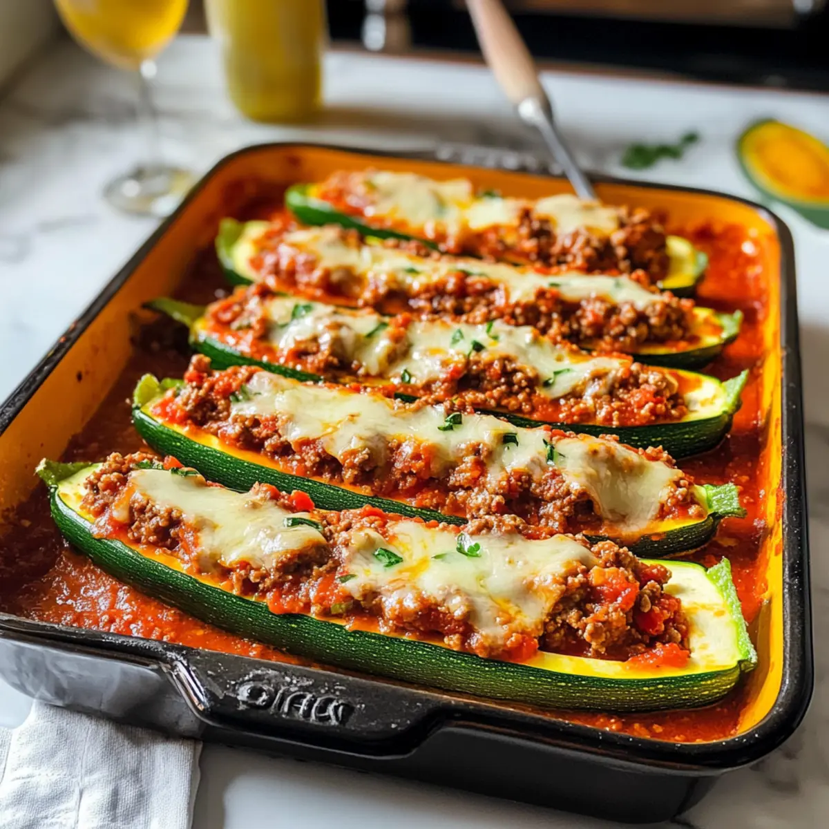 Zucchini-Boote mit Rinderhackfleisch für jeden Abend