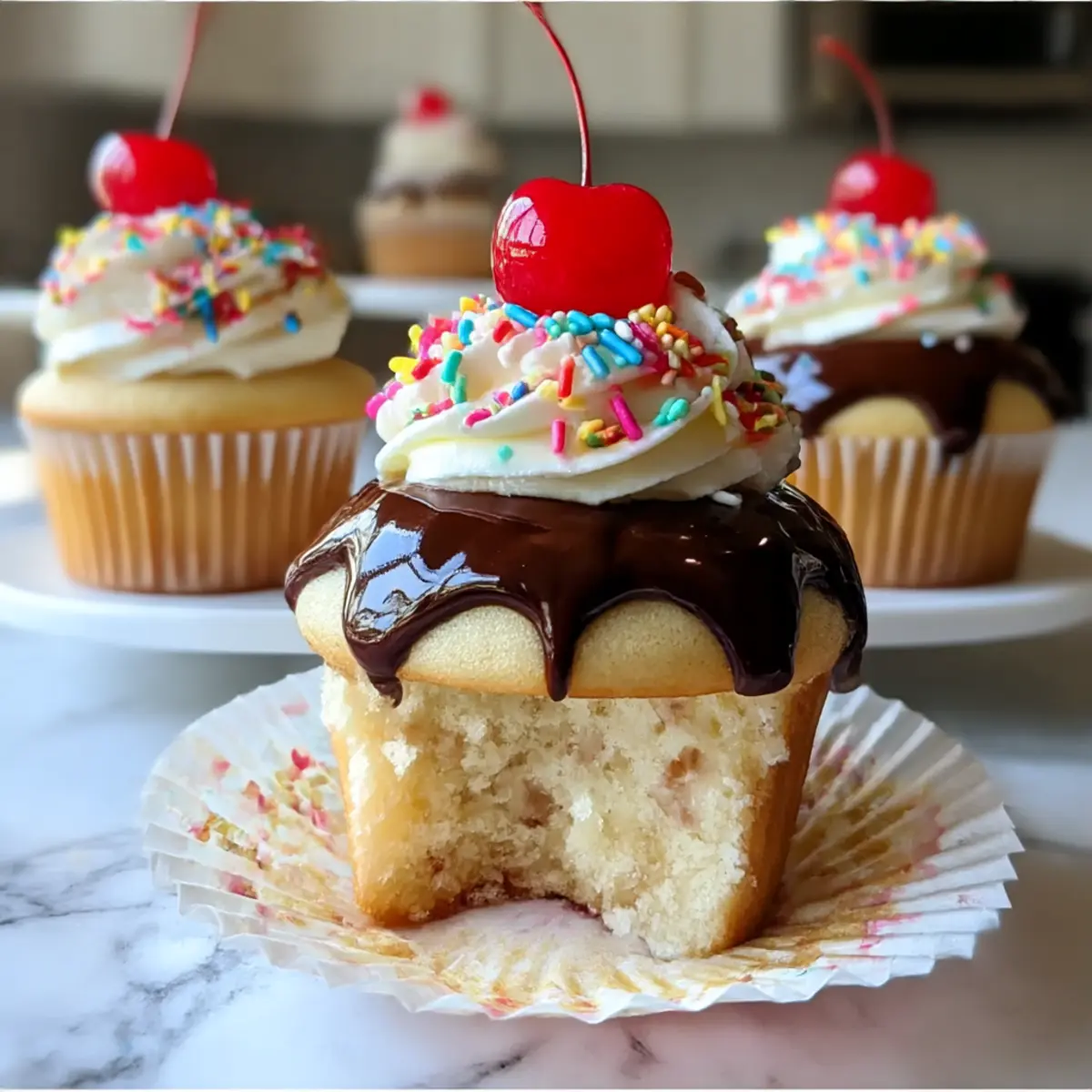 Bananensplit-Cupcakes für das perfekte Dessert Erlebnis