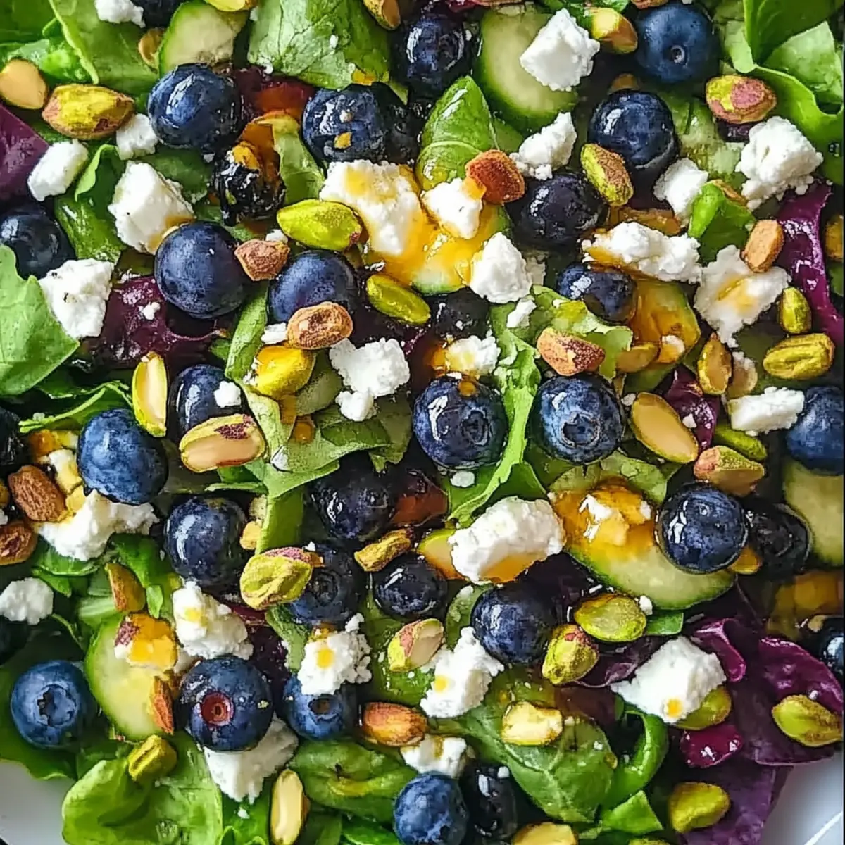 Blaubeere Pistazie Frühlingssalat frisch genießen