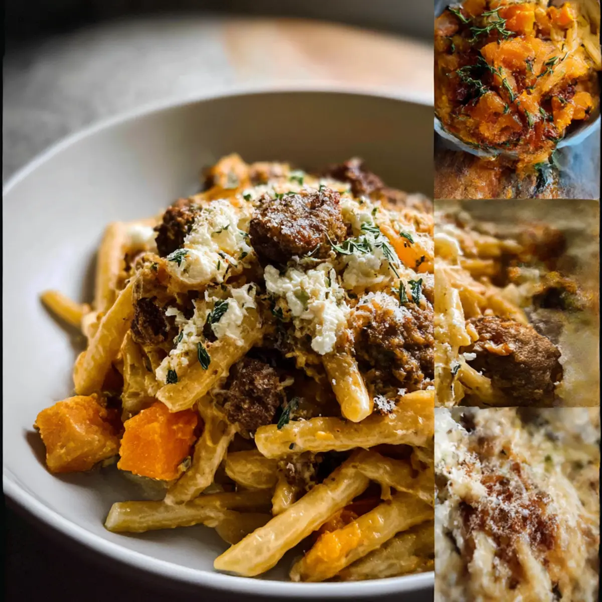 Butternut-Kürbis-Wurst-Pasta für gemütliche Abende