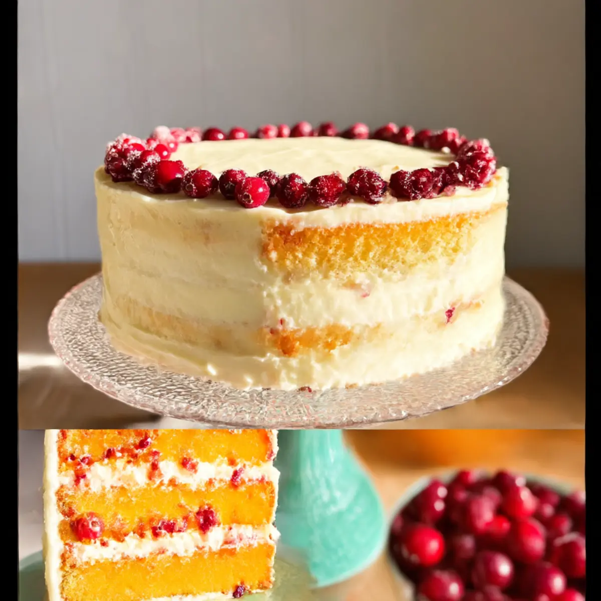 Saftiger Preiselbeer-Orange-Kuchen mit Käsecreme
