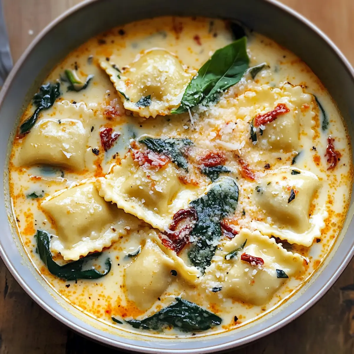 Cremige Toskanische Ravioli-Suppe für kalte Tage