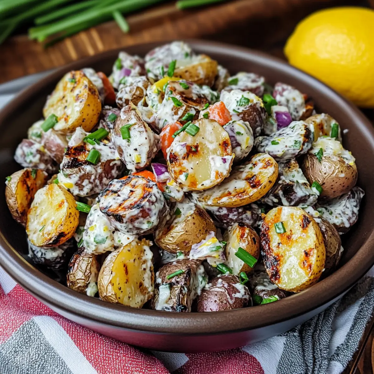 Gegrillter Kartoffelsalat mit gegrillter Zitrone