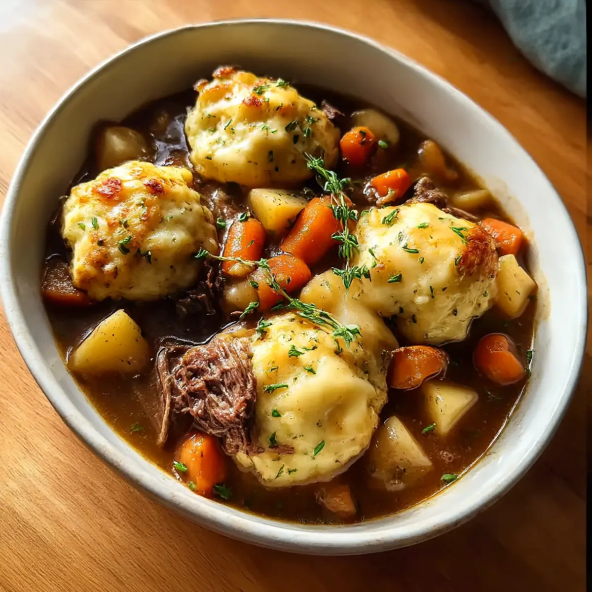 Irisches Eintopfgericht mit Cheddar-Teigklößen genießen