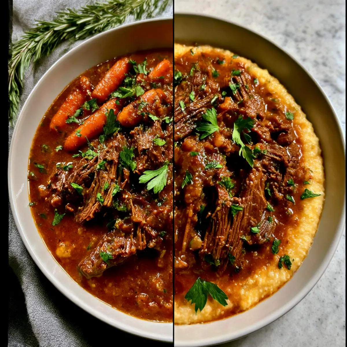 Italienischer Schmorbraten mit Gorgonzola Polenta