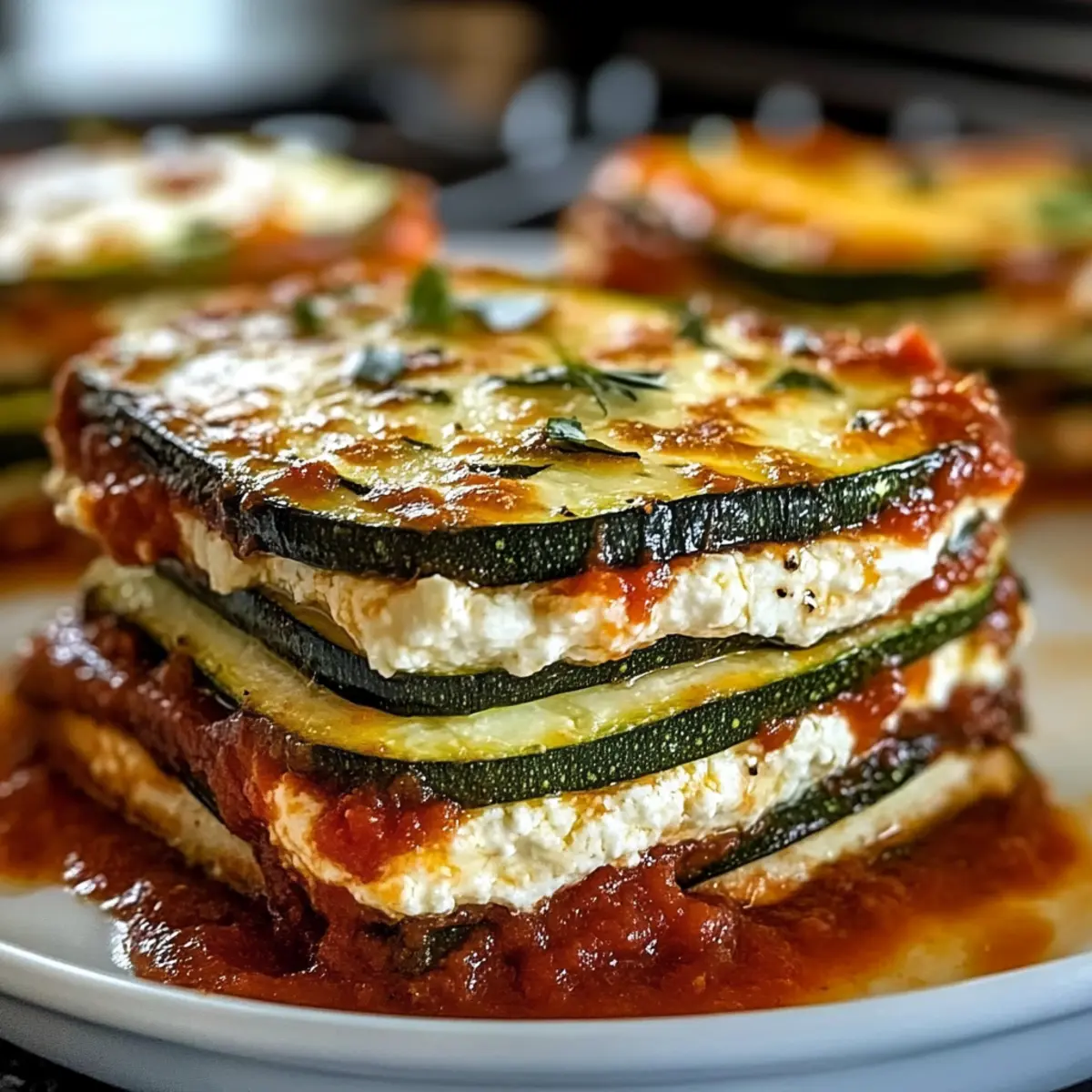 Geschichtete Zucchini-Ricotta-Schmelze mit Marinara Rezept