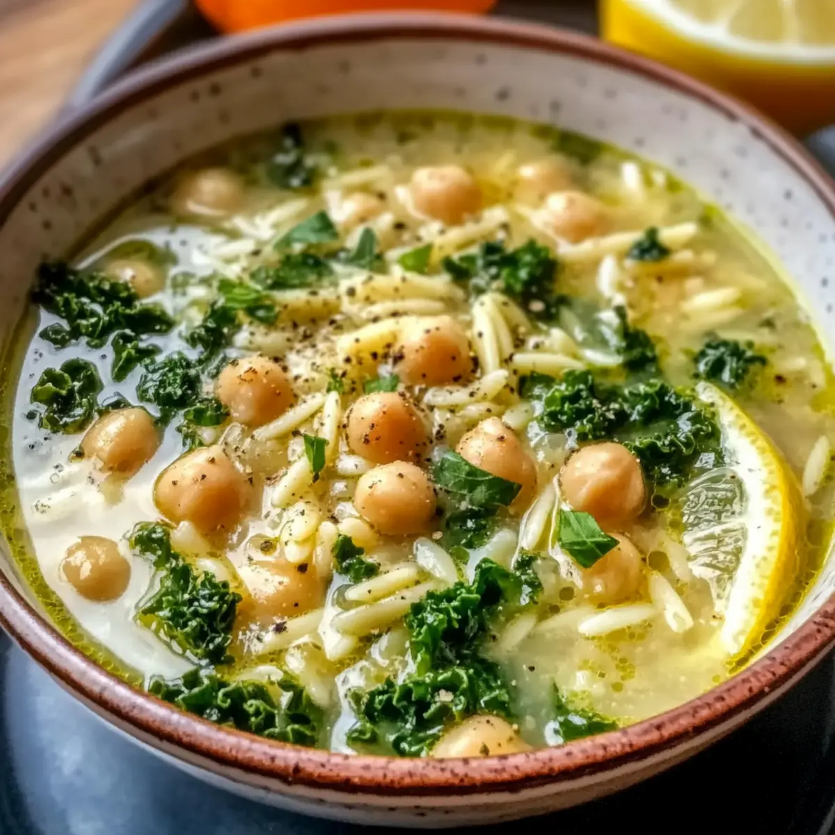 Zitronige griechische Kichererbsensuppe Rezept