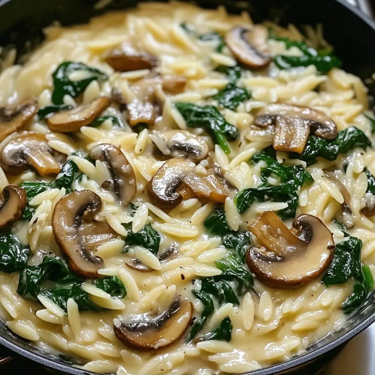 Pilz und Spinat Orzo: Cremiger Genuss für Zuhause