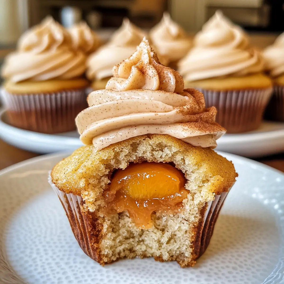 Pfirsich Cupcakes mit leckerem Buttercreme-Topping