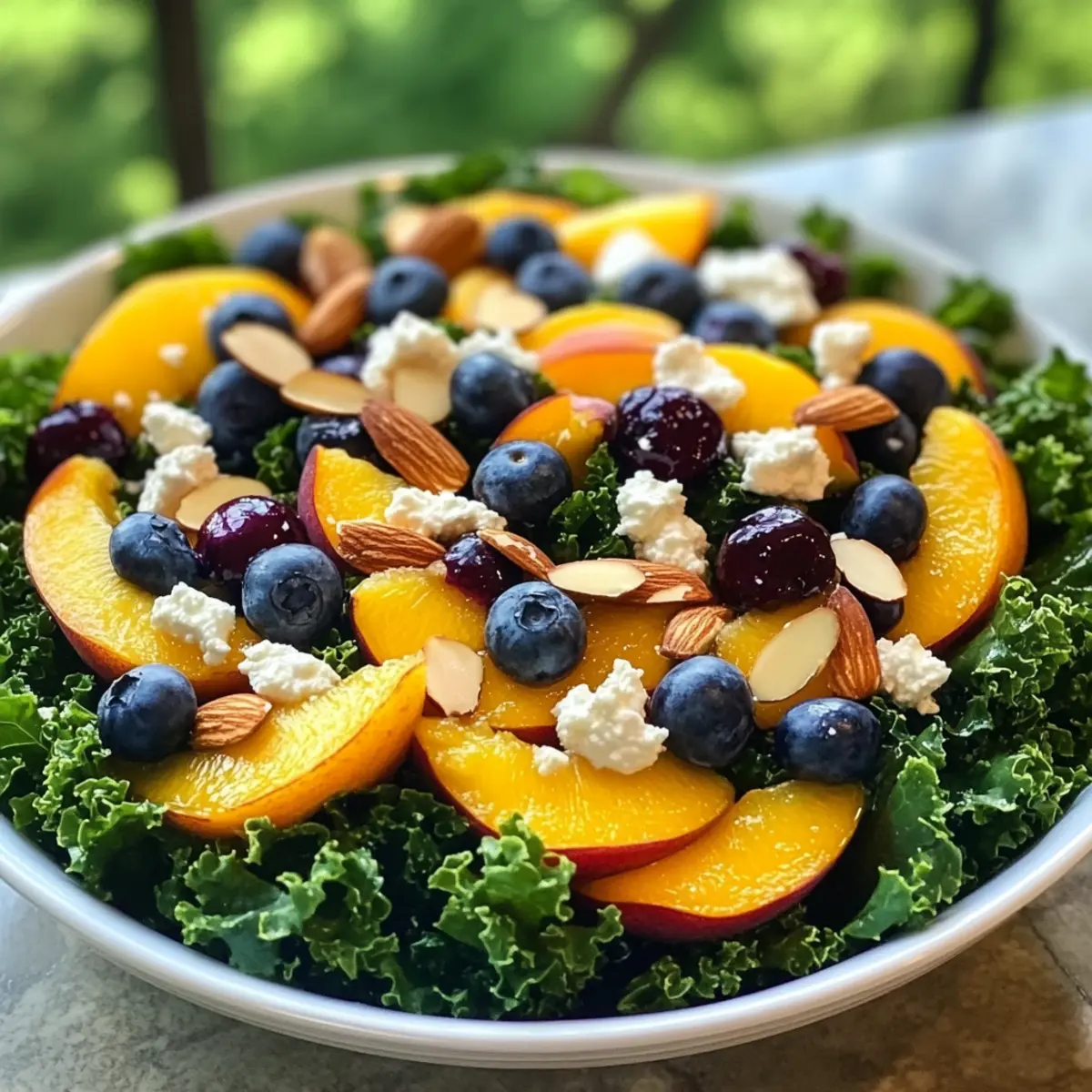 Sommerpfirsich- und Heidelbeer-Kale-Salat genießen