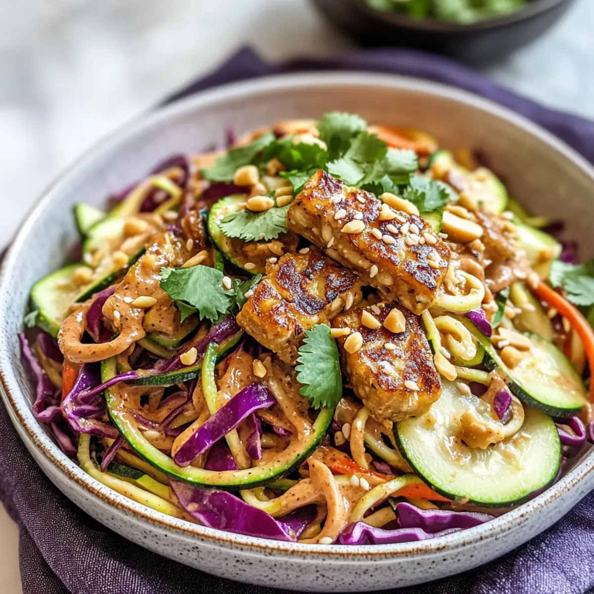 Zucchini-Nudelsalat mit Erdnusssoße erleben