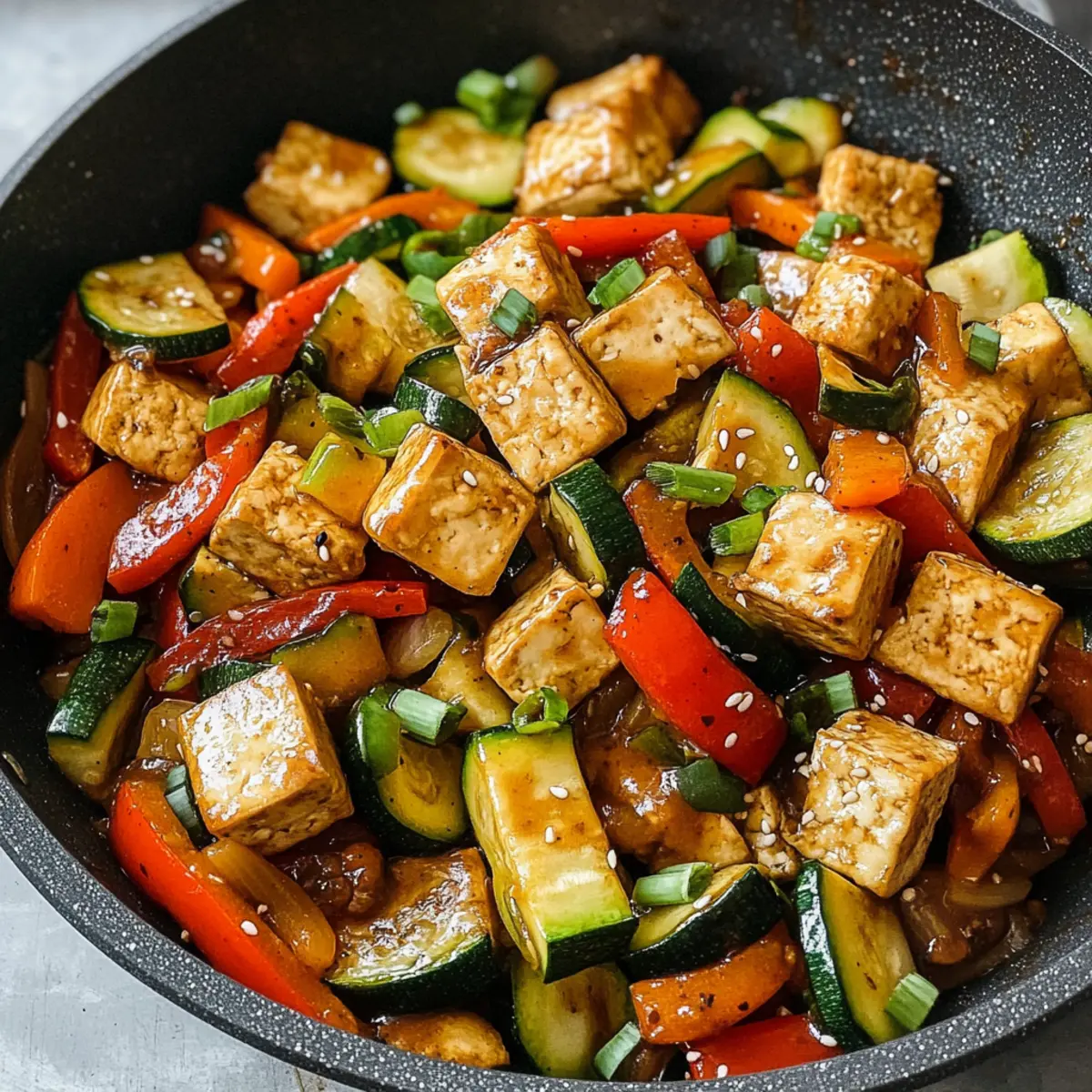 Zucchini-Pfanne mit Tofu für schnelles Abendessen